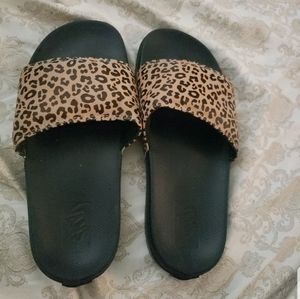 SOLD-Vans Leopard Slides. Kids size 6=Women size 8